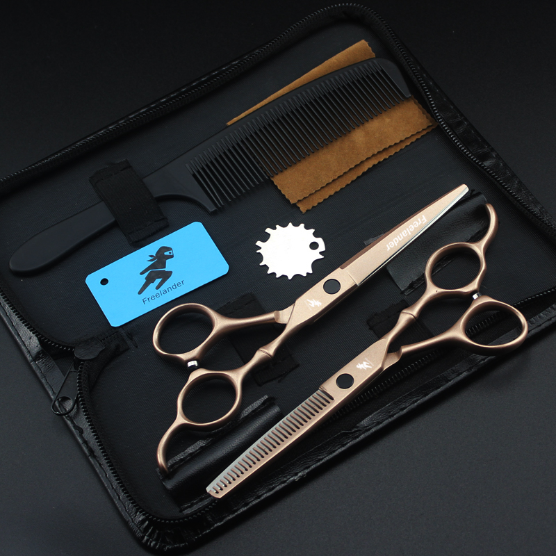 6 inch silver Japanese hair scissors razor and hairdressing scissors comb case professional hair dressing