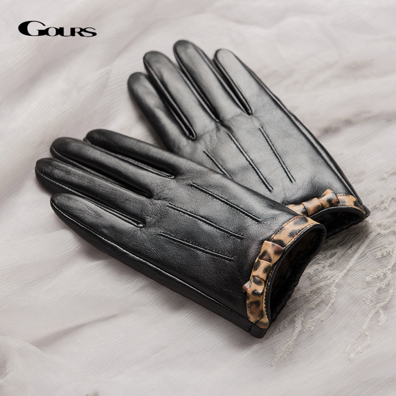 GOURS Genuine Leather Gloves Women Fashion Real Goatskin Leopard Print Black Winter Touch Screen Gloves Wool Lining Warm GSL067
GOURS Genuine Leather Gloves Women Fashion Real Goatskin Leopard Print Black Winter Touch Screen Gloves Wool Lining Warm GSL067