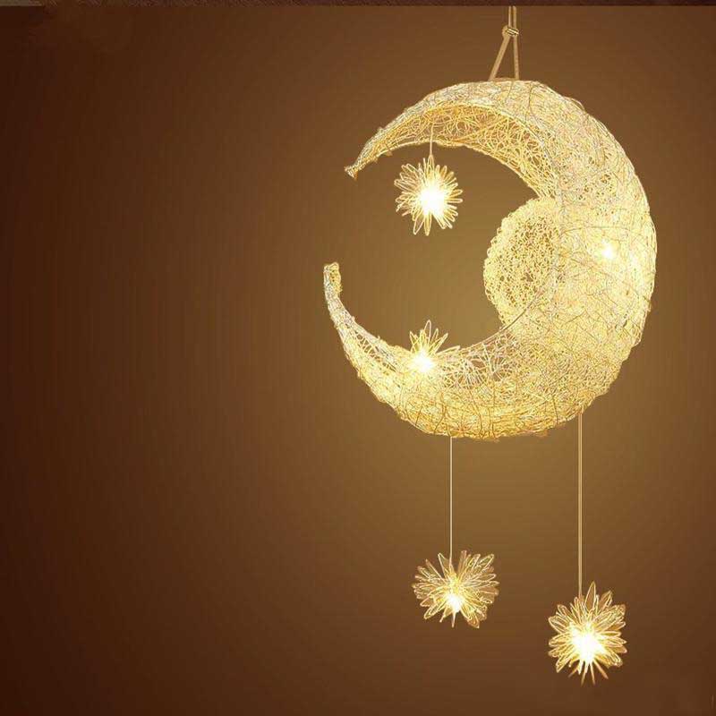Modern LED Chandelier Lighting Moon& Star Sweet Bedroom Pendant Lamp Lustre Hanging Fixtures Child kids room Decor Light Fitting
Modern LED Chandelier Lighting Moon& Star Sweet Bedroom Pendant Lamp Lustre Hanging Fixtures Child kids room Decor Light Fitting