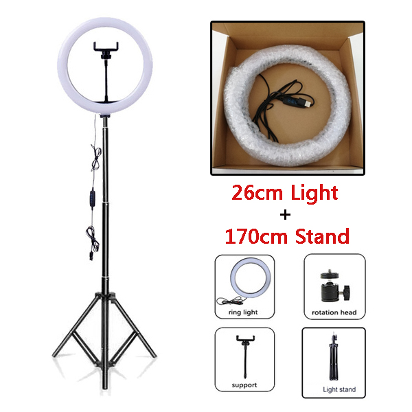 10 Inch Led Ring Light 26cm Rung Ringlight with Stand and Phone Holder Ringlamp Photo Studio Camera Youtuber Ringht Lights
10 Inch Led Ring Light 26cm Rung Ringlight with Stand and Phone Holder Ringlamp Photo Studio Camera Youtuber Ringht Lights