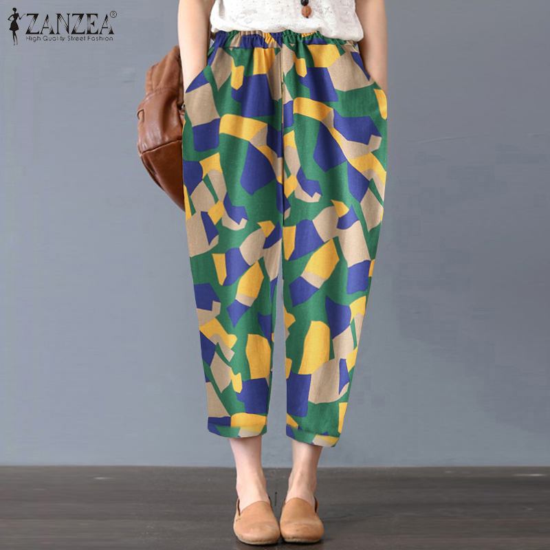 Women' Harem Pants 2020 ZANZEA Kaftan Geometric Print Trousers Spring Cotton Elastic Waist Long Pantalon Female Palazzo Turnip, Green 
Women' Harem Pants 2020 ZANZEA Kaftan Geometric Print Trousers Spring Cotton Elastic Waist Long Pantalon Female Palazzo Turnip, Green
