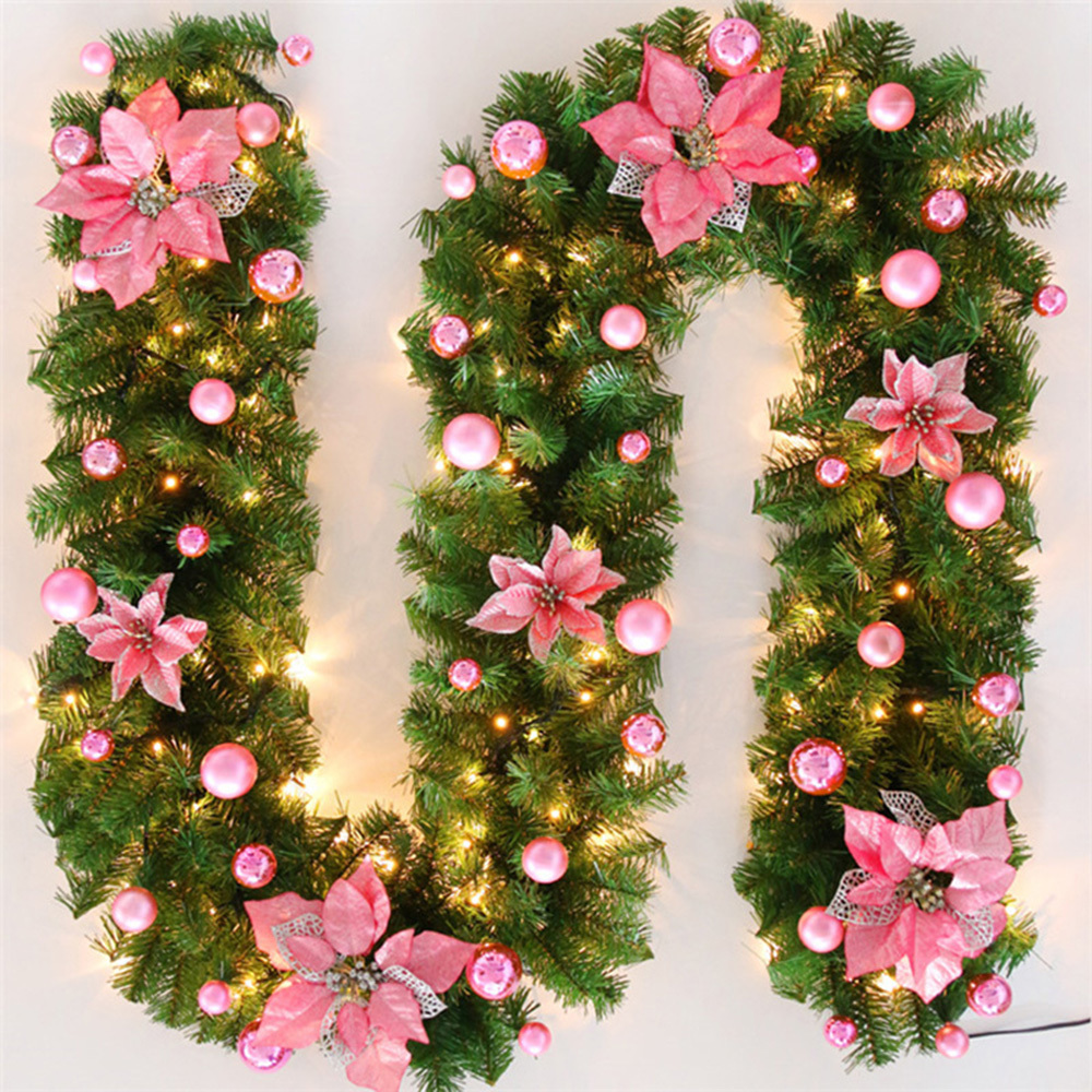 Christmas LED Rattan Garland LED Christmas Decor Artificial Garland Wreath For Home Party Green Christmas Hanging Ornament T2009098687803