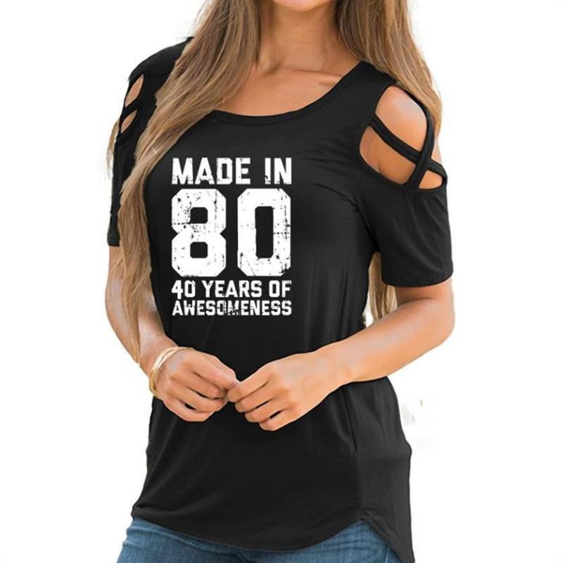 New Fashion Bandage Off Shoulder 40Th Birthday Gifts-Made In 80 Letters Print T-Shirt For Women Tops Women Harajuku Tumblr, Black
New Fashion Bandage Off Shoulder 40Th Birthday Gifts-Made In 80 Letters Print T-Shirt For Women Tops Women Harajuku Tumblr, Black