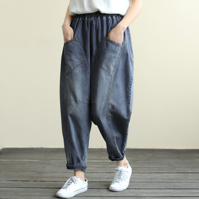 vintage women jeans 2020 summer harem pockets loose ankle length female casual all match jeans top quality, Blue
vintage women jeans 2020 summer harem pockets loose ankle length female casual all match jeans top quality, Blue