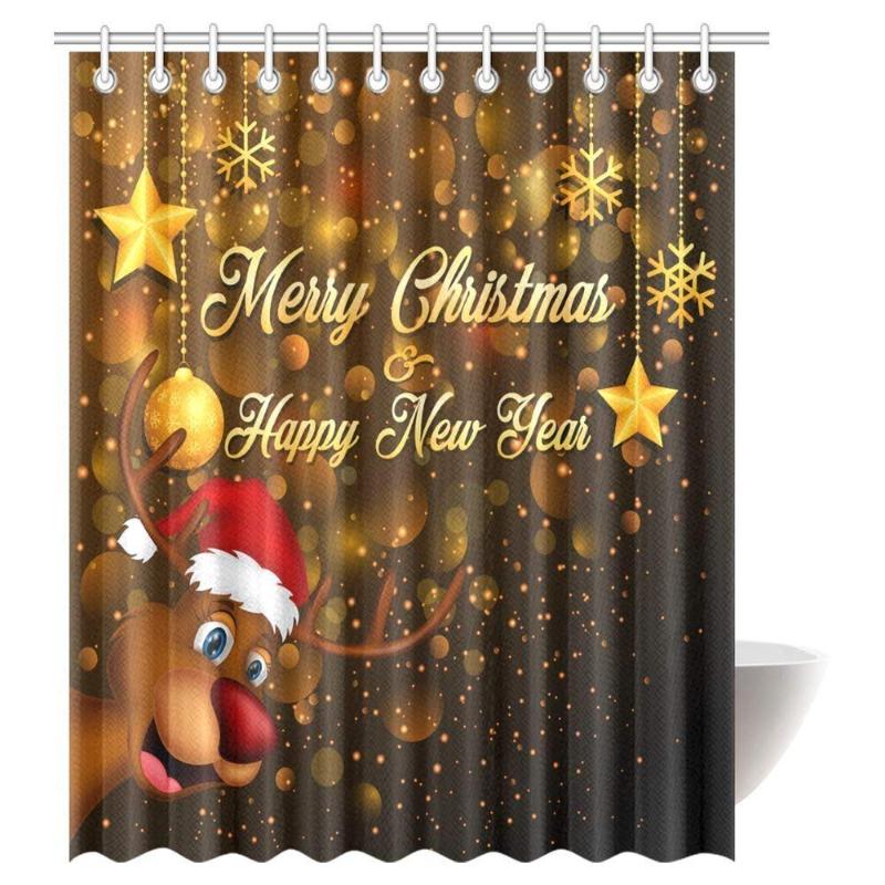 Merry Christmas Shower Curtain Cute Rudolph the Reindeer with Santa Hat Holiday Kids Themed Fun Cartoon Bathroom Shower Curtain
Merry Christmas Shower Curtain Cute Rudolph the Reindeer with Santa Hat Holiday Kids Themed Fun Cartoon Bathroom Shower Curtain