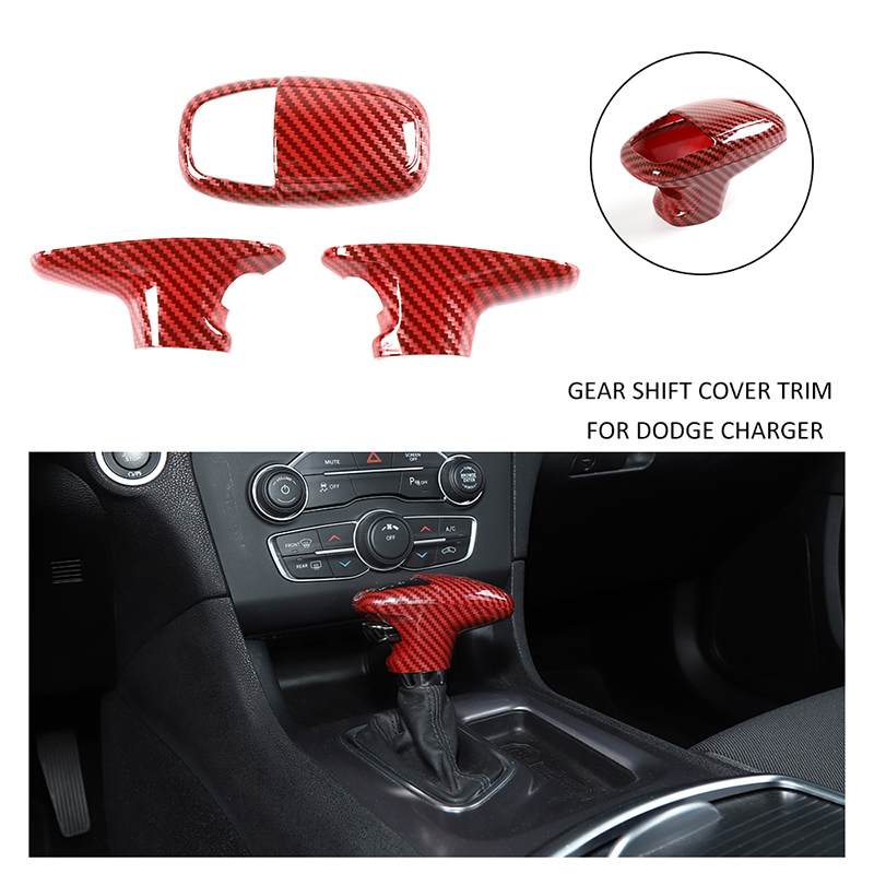 

Red Carbon Fiber ABS Car Gear Shift Cover Trim For Dodge Charger / Challenger 15 years + / Durango 18 years