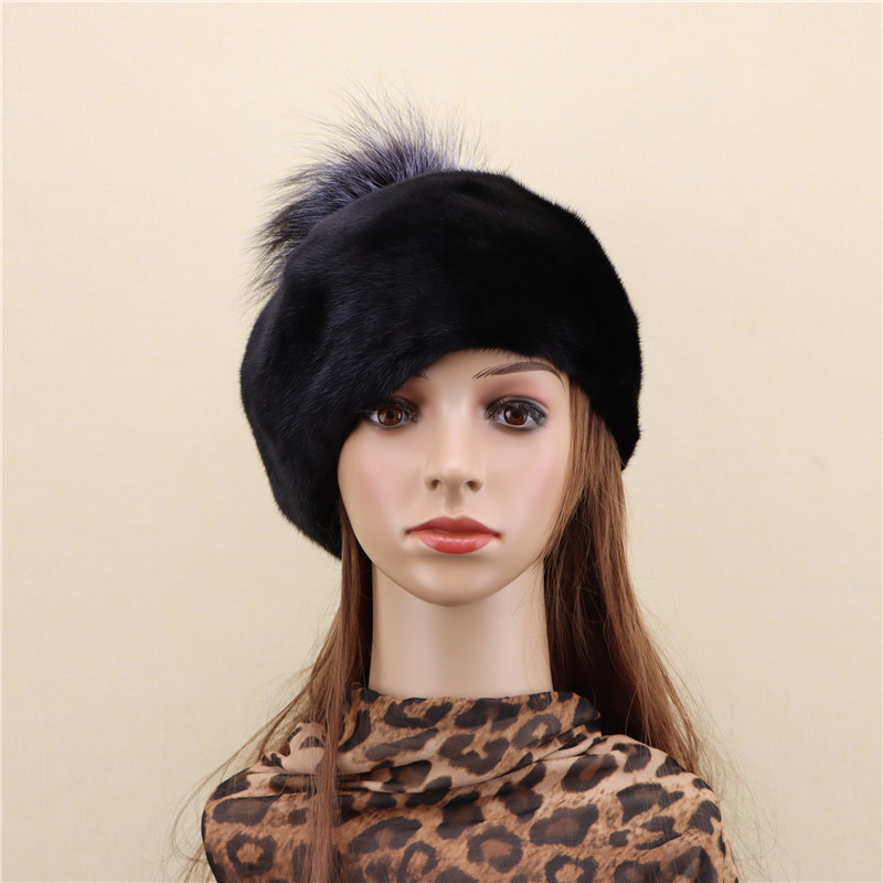 New product whole skin mink beret head ball female winter warm mink velvet fur fashion imported whole hat new, Black 
New product whole skin mink beret head ball female winter warm mink velvet fur fashion imported whole hat new, Black