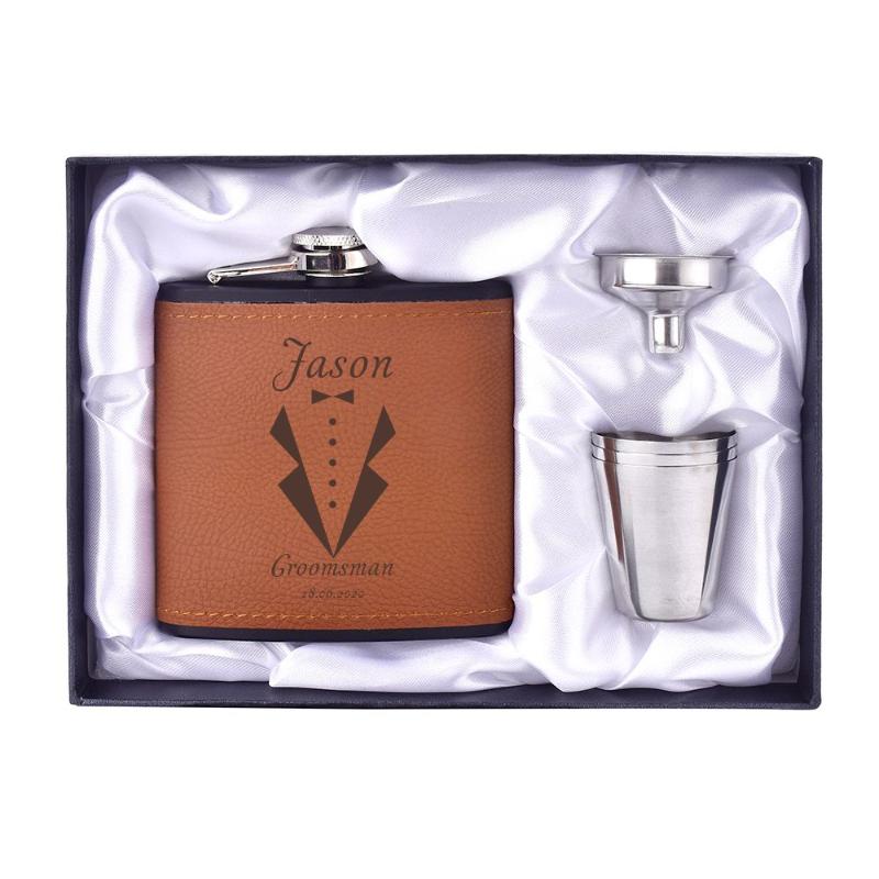 1 Set Personalized Flask 6oz Leather Hip Flask Engrave Stainless Steel Best Man Groom Gift Wedding Favors Customized Logo
1 Set Personalized Flask 6oz Leather Hip Flask Engrave Stainless Steel Best Man Groom Gift Wedding Favors Customized Logo