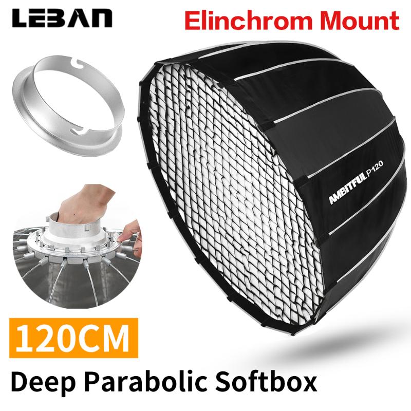 AMBITFUL Portable P120 Quickly Fast Installation Deep Parabolic Softbox + Honeycomb Grid for Elinchrom Mount Speedlite Softbox
AMBITFUL Portable P120 Quickly Fast Installation Deep Parabolic Softbox + Honeycomb Grid for Elinchrom Mount Speedlite Softbox