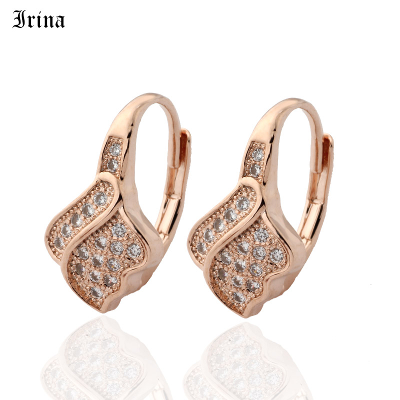 Irina New Leaf Shape Hollow Earring 585 Rose Gold Women Cute Fine Party Fashion Jewelry White Round Zircon Drop Earring
Irina New Leaf Shape Hollow Earring 585 Rose Gold Women Cute Fine Party Fashion Jewelry White Round Zircon Drop Earring