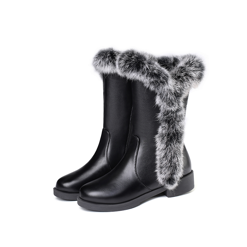 hair mid-calf boots casual round toe zipper waterproof black gray medium with thick motorcycle boots women's shoes, Gray autumn
hair mid-calf boots casual round toe zipper waterproof black gray medium with thick motorcycle boots women's shoes, Gray autumn