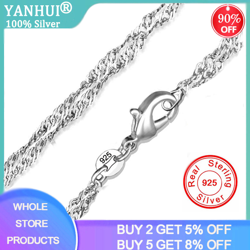 YANHUI 2mm Thin Original 925 Solid Silver Water Wave Chain Necklace Women Kids Children Girls 40/45/50/55/60cm kolye collares
YANHUI 2mm Thin Original 925 Solid Silver Water Wave Chain Necklace Women Kids Children Girls 40/45/50/55/60cm kolye collares