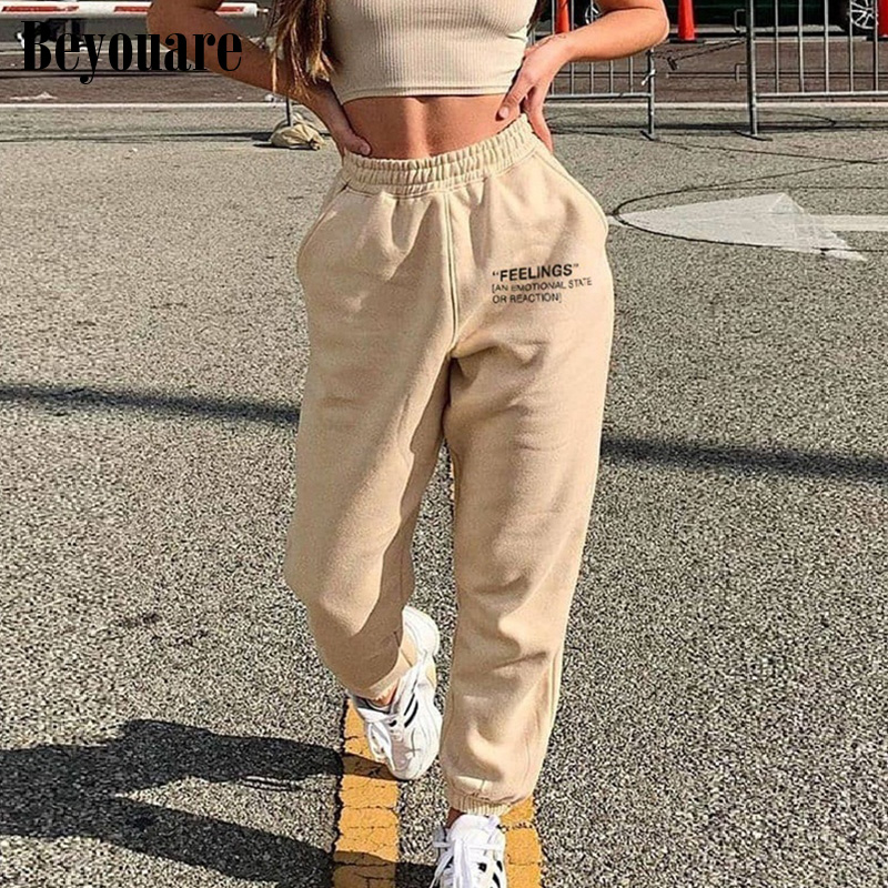 Beyouare casual women sweatpant cotton letter print summer elastic high waist trousers cargo pants 2020sporting streetwear pants, Black
Beyouare casual women sweatpant cotton letter print summer elastic high waist trousers cargo pants 2020sporting streetwear pants, Black