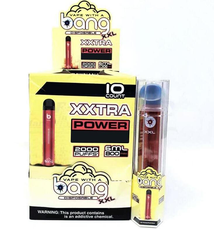 New vape Bang XXL disposable vape pen equipment 800MAH battery 6ml battery box air steam 2000 pieces bang xxtra vs puff Xtra posh plus XL
New vape Bang XXL disposable vape pen equipment 800MAH battery 6ml battery box air steam 2000 pieces bang xxtra vs puff Xtra posh plus XL