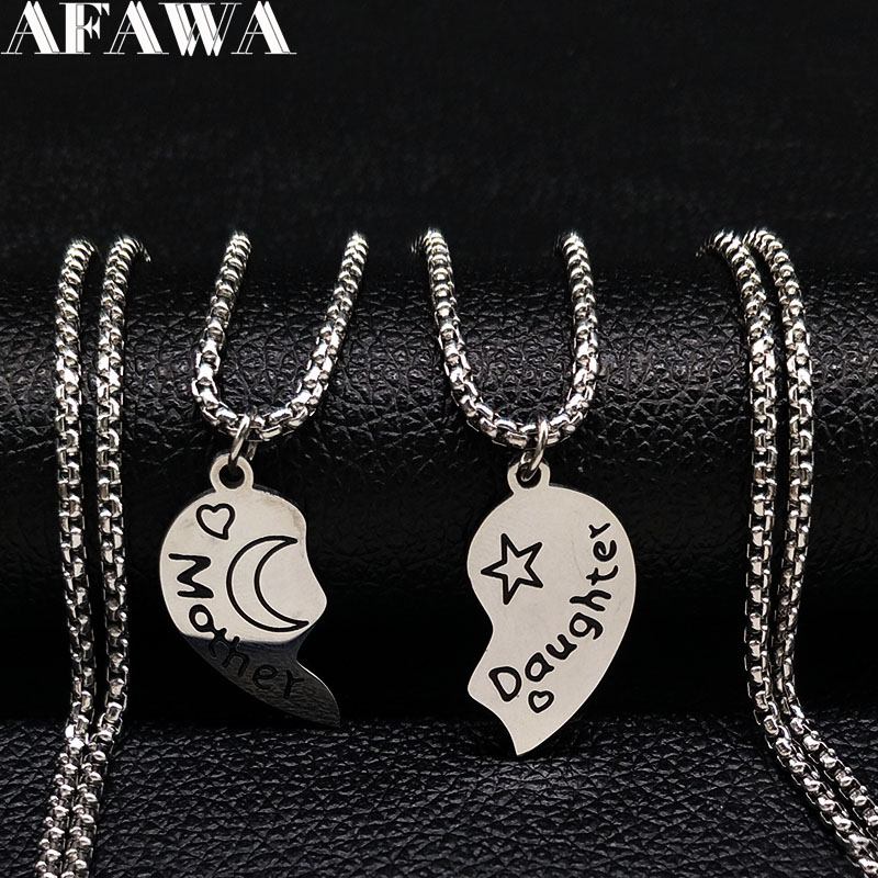 2 pls Mother Daughter Stainless Steel Necklace for Women Silver Color Heart Necklace Mother's Day jewelry gift collar N18076
2 pls Mother Daughter Stainless Steel Necklace for Women Silver Color Heart Necklace Mother's Day jewelry gift collar N18076