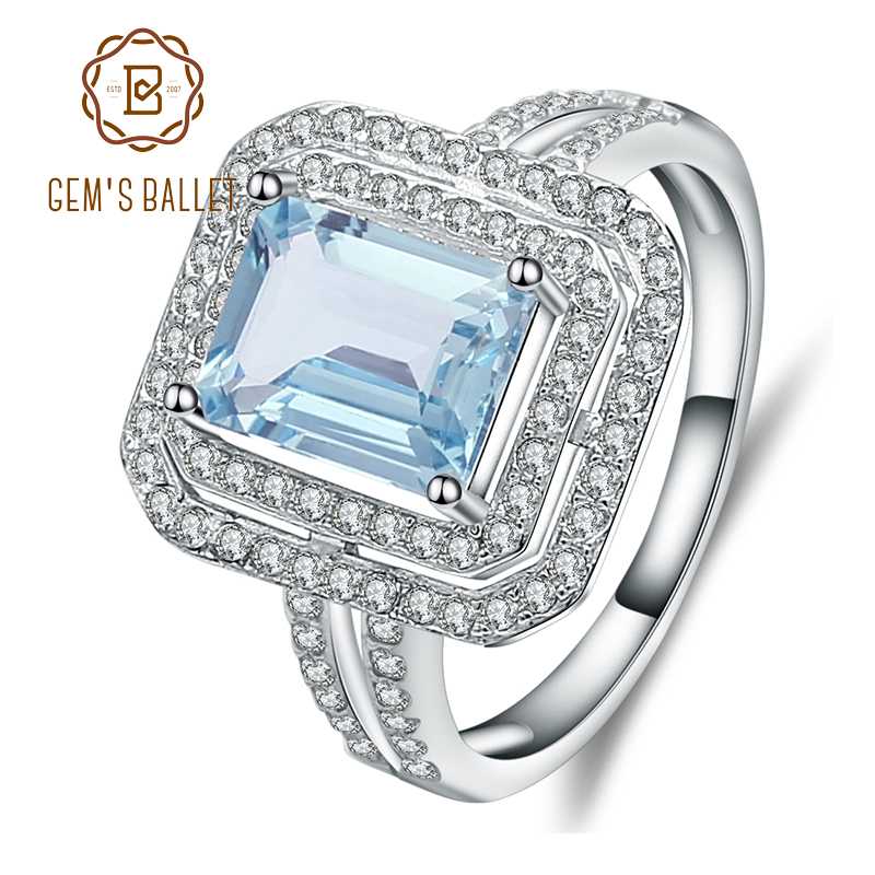 Gem's Ballet 100% 925 sterling silver Rings For Women Band Wedding Sky Blue Topaz Square Cut Fine Jewelry Engagement
Gem's Ballet 100% 925 sterling silver Rings For Women Band Wedding Sky Blue Topaz Square Cut Fine Jewelry Engagement