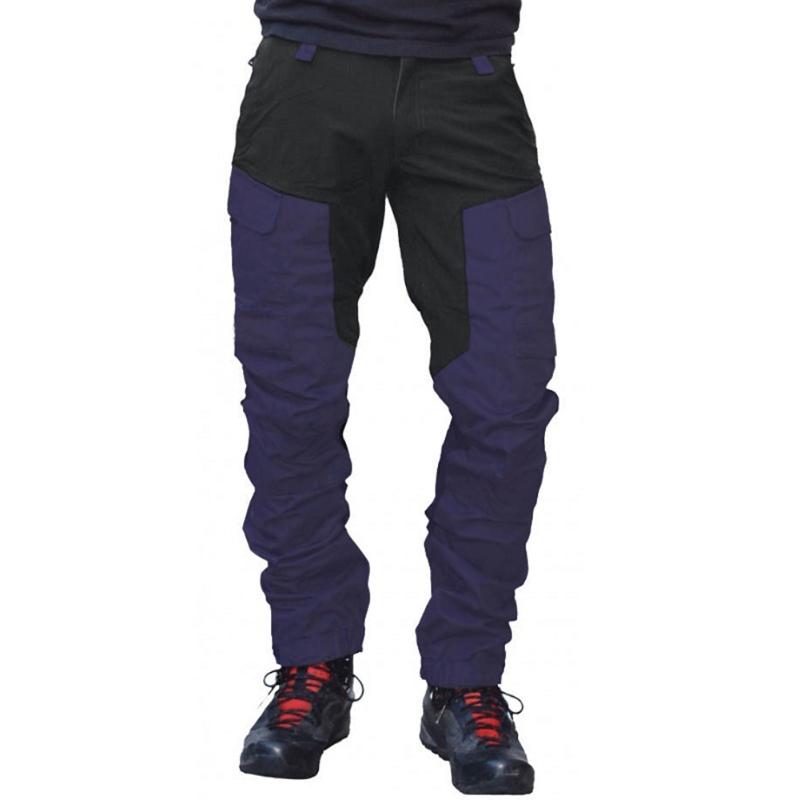 Mens Cargo Pants Fashion Color Block Multi Pockets Sports Long Cargo Pants Work Trousers Casual Style