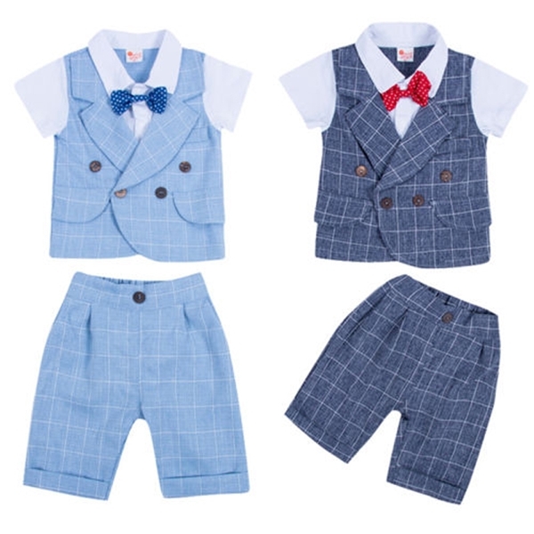 FOCUSNORM New Formal Toddler Baby Boys Gentleman Outfits Suit Bow Tie Tops+Pants 2PCS Party Clothes