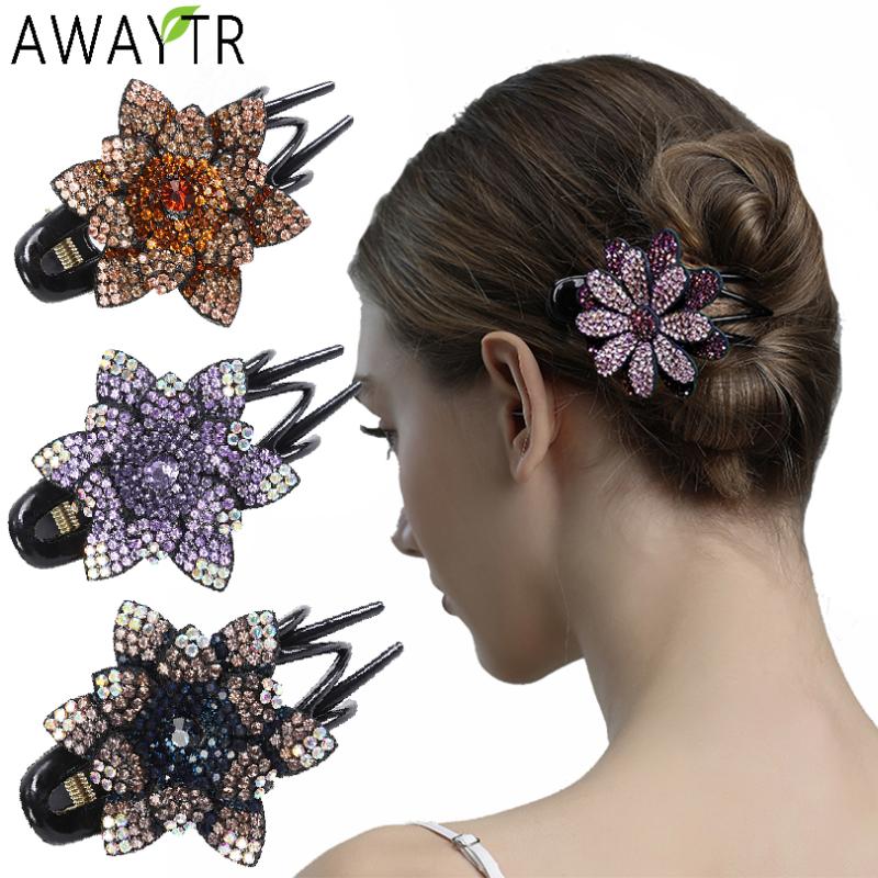 AWAYTR Flower Crystal Hair Claw Shiny Rhinestone Hairpin Hairclips Hollow Heart Hair Clip Barrette Women Clips Accessories
AWAYTR Flower Crystal Hair Claw Shiny Rhinestone Hairpin Hairclips Hollow Heart Hair Clip Barrette Women Clips Accessories