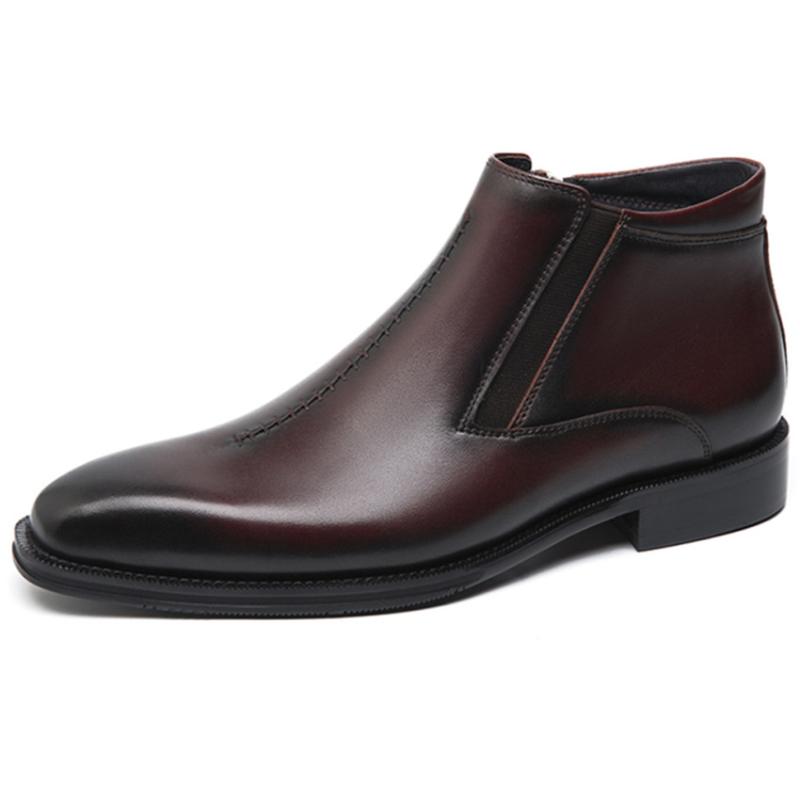 Fashion Black / Tan Ankle Boots Male Winter Shoes Genuine Leather Boots Mens Dress
