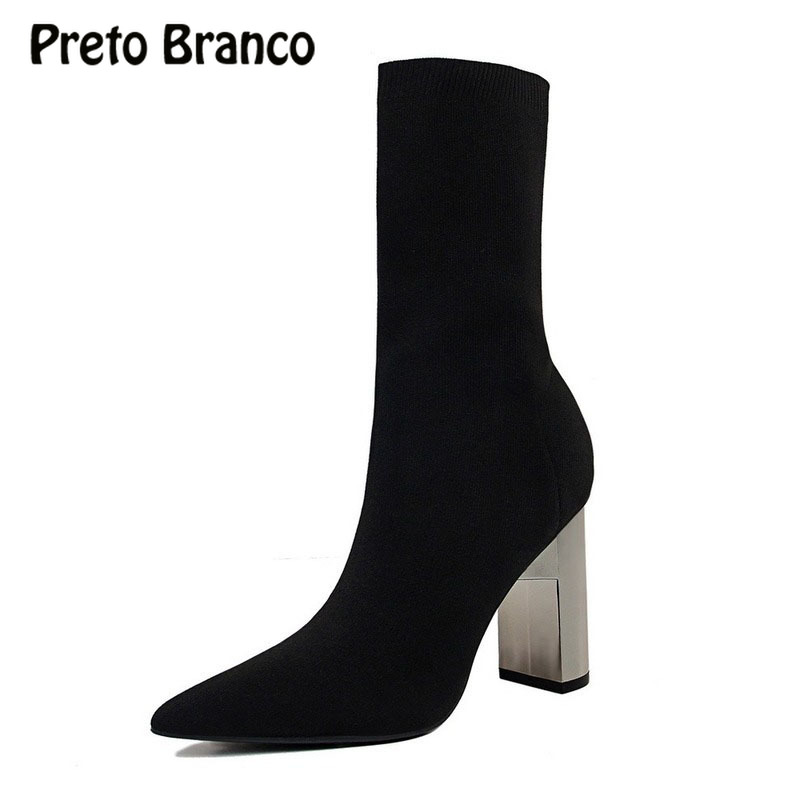 PRETO BRANCO 2020 New Winter Women's Booties Metal Thick Short Tube Women's Boots High Heel Sexy Thin Pointed Booties DS-3128-2, Black 
PRETO BRANCO 2020 New Winter Women's Booties Metal Thick Short Tube Women's Boots High Heel Sexy Thin Pointed Booties DS-3128-2, Black