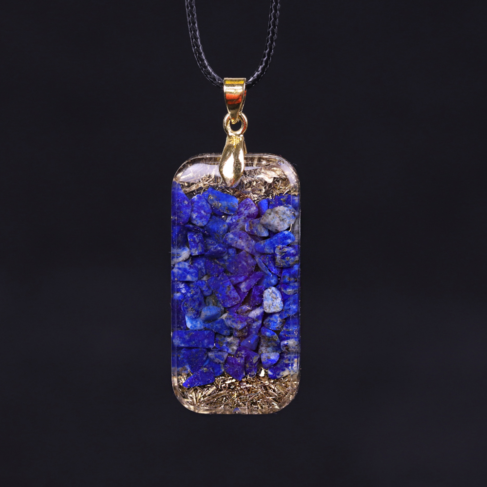 Orgonite Energy Pendant Natural Lapis Lazuli Reiki Energy Necklace Mysterious Resin Chakra Stone Growth Business Amulet 200929
