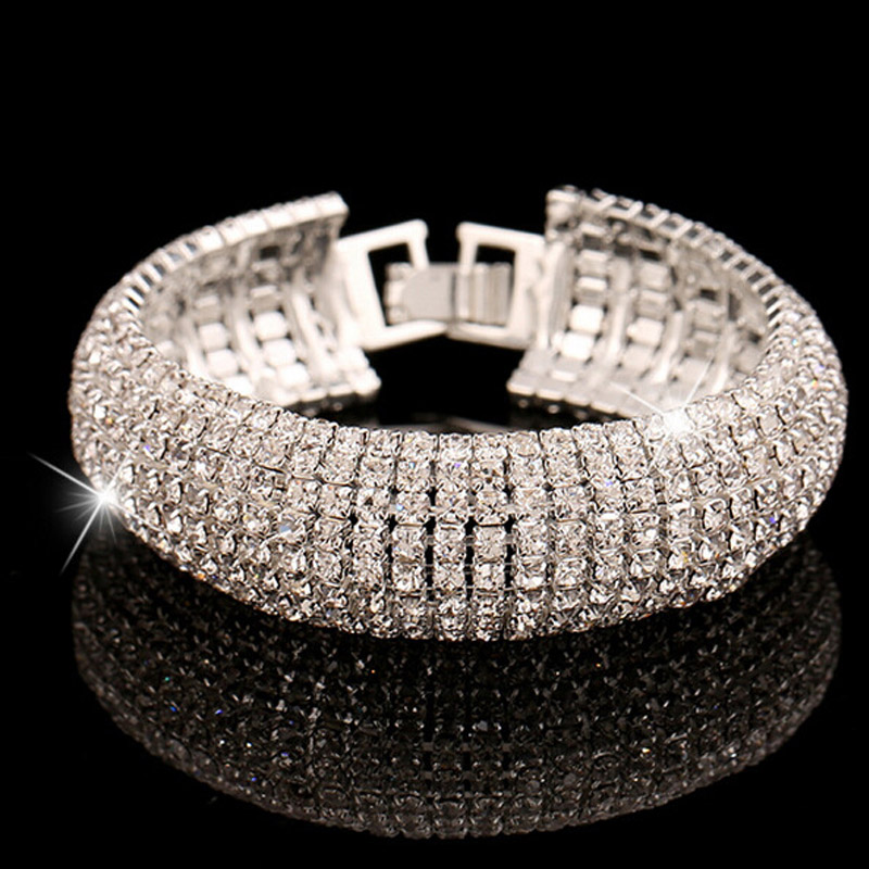 Women Luxury Full Crystal Rhinestone Jewelry Gold/Silver Color Bracelet Chain Women Fashion Bridesmaid Wedding Bracelets Party
Women Luxury Full Crystal Rhinestone Jewelry Gold/Silver Color Bracelet Chain Women Fashion Bridesmaid Wedding Bracelets Party