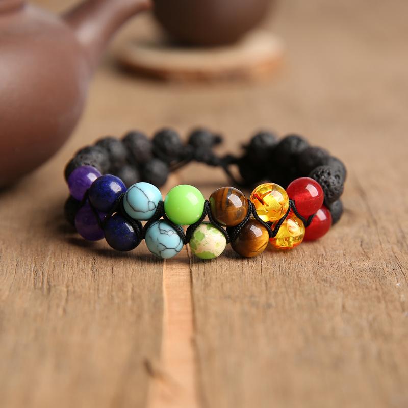 BALIBALI 7 Chakra Essential Oil Bracelet Healing Yoga Reiki Prayer Balance Bracelet Double Layer Lava stone Beads
BALIBALI 7 Chakra Essential Oil Bracelet Healing Yoga Reiki Prayer Balance Bracelet Double Layer Lava stone Beads