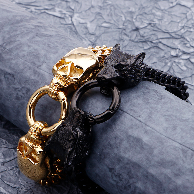 Vintage Black Wolf Head Bracelet Punk Rock Stainless Steel Men's Biker Bracelets Wristband For Man Gothic Gold Skull Men Jewelry
Vintage Black Wolf Head Bracelet Punk Rock Stainless Steel Men's Biker Bracelets Wristband For Man Gothic Gold Skull Men Jewelry
