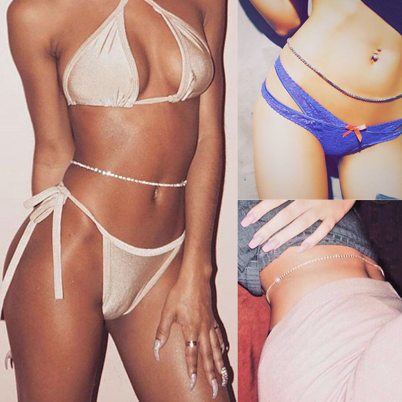 Belts Women Crystal Belly Waist Hip Belt Wedding Saree Body Chain Rhinestones