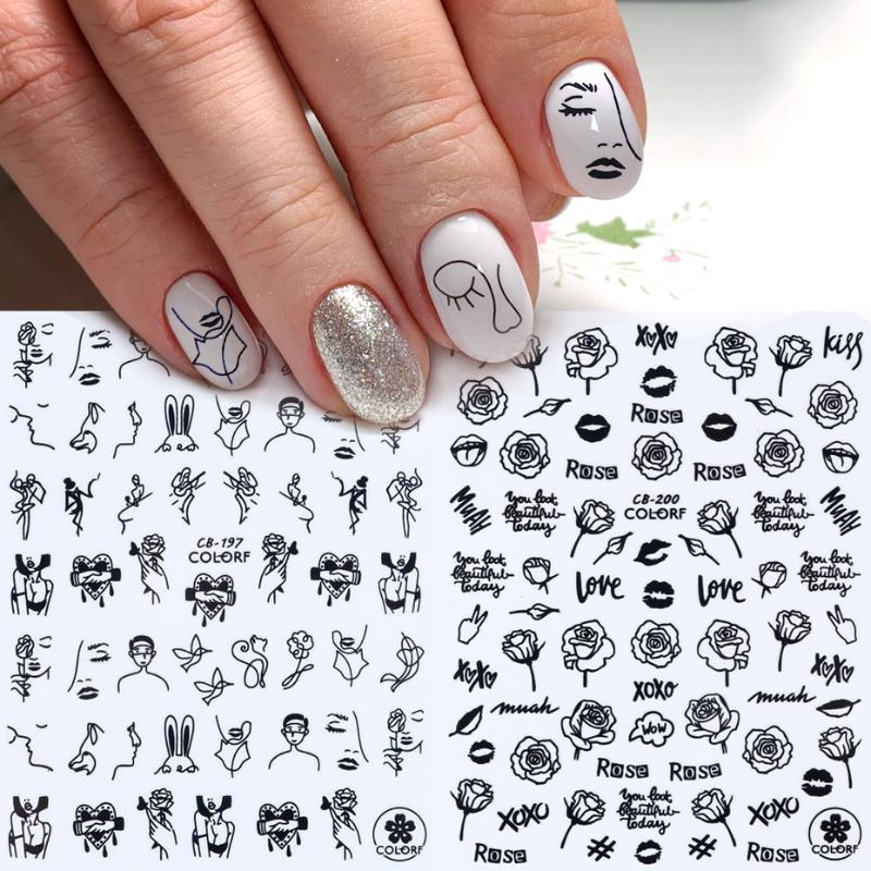 1pcs Black 3D Nail Decals Stickers Flower Letter Design Abstract Image DIY Manicure Nail Art Slider Sticker LACB196-203-2, Cb200 gold
1pcs Black 3D Nail Decals Stickers Flower Letter Design Abstract Image DIY Manicure Nail Art Slider Sticker LACB196-203-2, Cb200 gold