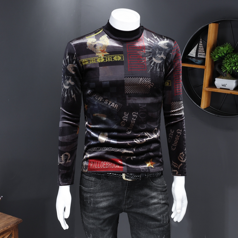 Men's long-sleeved t-shirt Europe 2020 winter high-neck slim casual youth plus velvet thick T warm bottoming shirt, Black
Men's long-sleeved t-shirt Europe 2020 winter high-neck slim casual youth plus velvet thick T warm bottoming shirt, Black