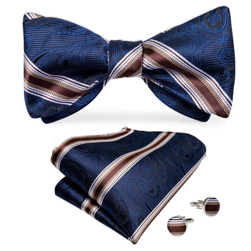 Navy Blue Striped Mens Classic Silk Bowtie Necktie For Men Wedding Party Adjustable Bow Tie Hanky Cufflink Set DiBanGu LH-092
Navy Blue Striped Mens Classic Silk Bowtie Necktie For Men Wedding Party Adjustable Bow Tie Hanky Cufflink Set DiBanGu LH-092