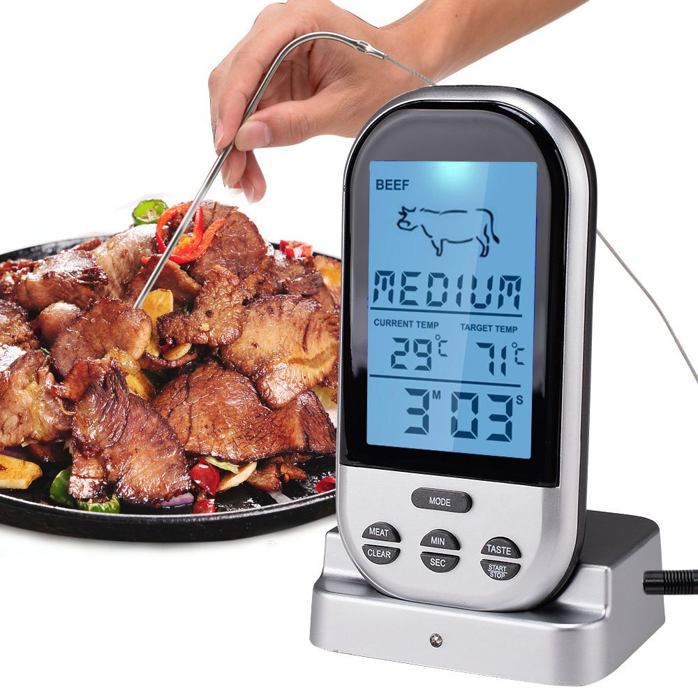 

Bluetooth LCD Digital Wireless Oven Thermometer Meat BBQ Grilling Food Probe Kitchen Thermometer Cooking Tools With Timer Alarm