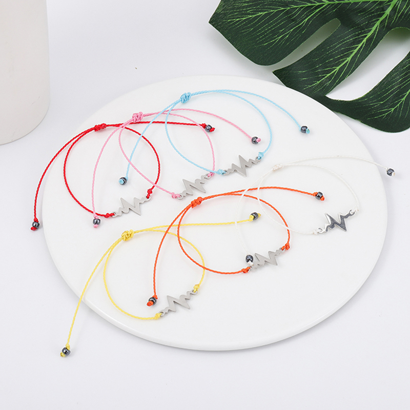 Charm Bracelets G.YCX Simple Wave Heartbeat Ecg Bracelet Couple Adjustable Red String Men Women Stainless Steel 2021 Pulseras Bileklik
Charm Bracelets G.YCX Simple Wave Heartbeat Ecg Bracelet Couple Adjustable Red String Men Women Stainless Steel 2021 Pulseras Bileklik