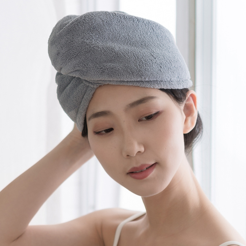 NEWTurban female Baotou bath and quick-drying headscarf female Baotou bathing cute absorbent dry hair towel to wipe hair, Pink
