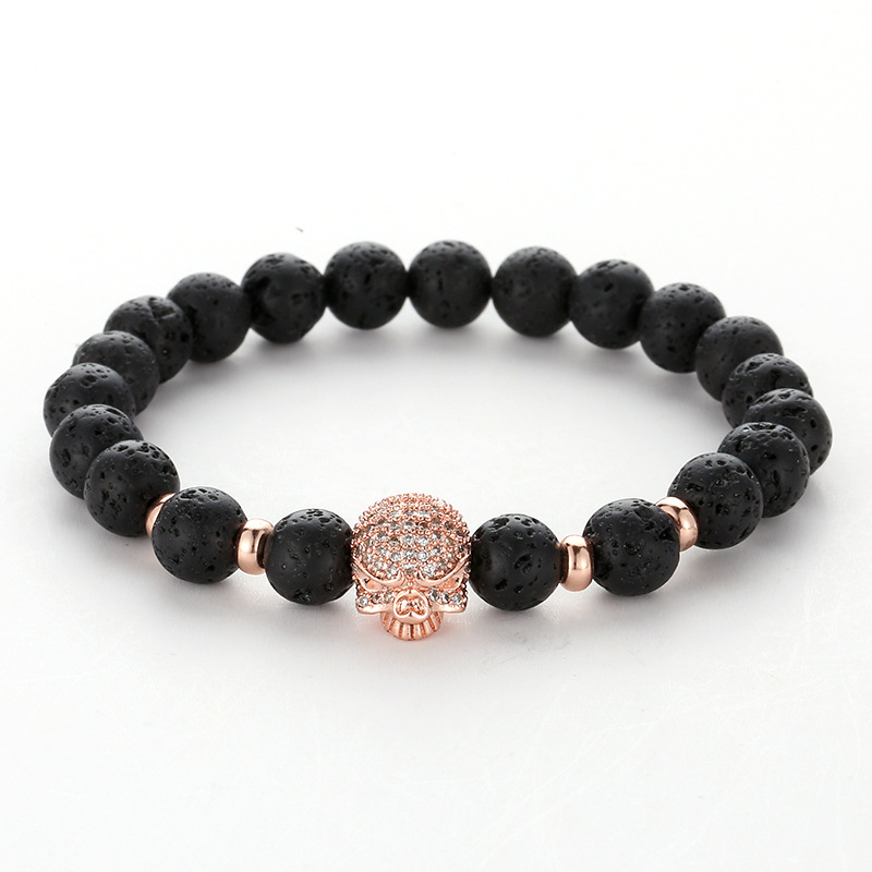 Charm Natural Black Lava Stone Beads Bracelet Bangle Micro Inset Zircon Alloy Skull Elastic Bracelet Jewelry for Women Men
Charm Natural Black Lava Stone Beads Bracelet Bangle Micro Inset Zircon Alloy Skull Elastic Bracelet Jewelry for Women Men