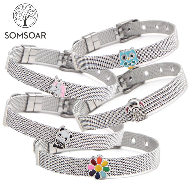 Dropshipping Somsoar Jewelry animal&Flower Slide Charms Silvering Lovely Stainless Steel Mesh Bracelet Bangles as Christmas Day
Dropshipping Somsoar Jewelry animal&Flower Slide Charms Silvering Lovely Stainless Steel Mesh Bracelet Bangles as Christmas Day