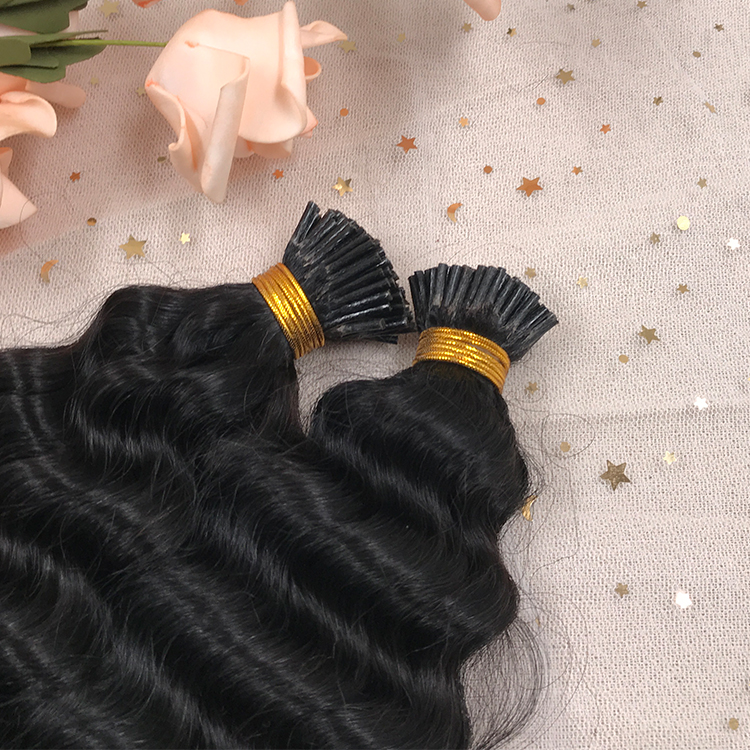Deep Wave I tip Hair Extensions Natural Black color Real Virgin Brazilian Micro Links i tip hair 100g 1g/strand