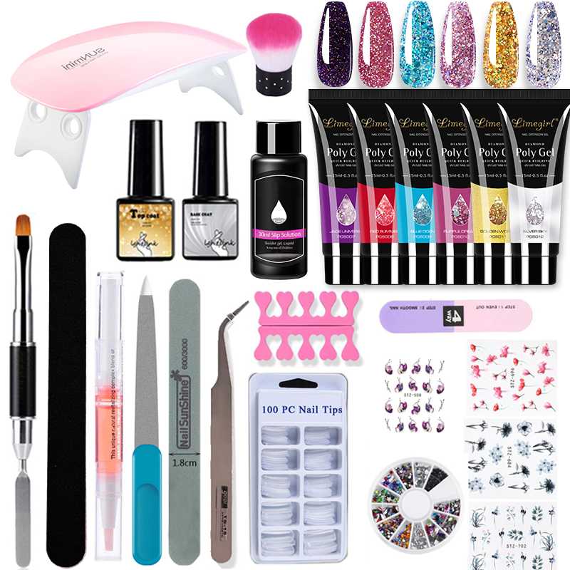 Poly Nail Gel Kit 25pcs/set With 6W UV LED Lamp Extension Gel Set Hard Jelly Builder Nail Art Tool For Professional Manicure 
Poly Nail Gel Kit 25pcs/set With 6W UV LED Lamp Extension Gel Set Hard Jelly Builder Nail Art Tool For Professional Manicure