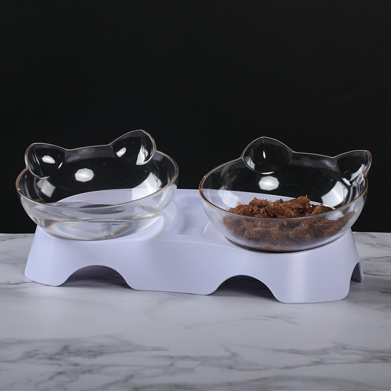 Cat Double Bowls With Raised Stand Pet And Water Bowls For Cats Dogs Feeders