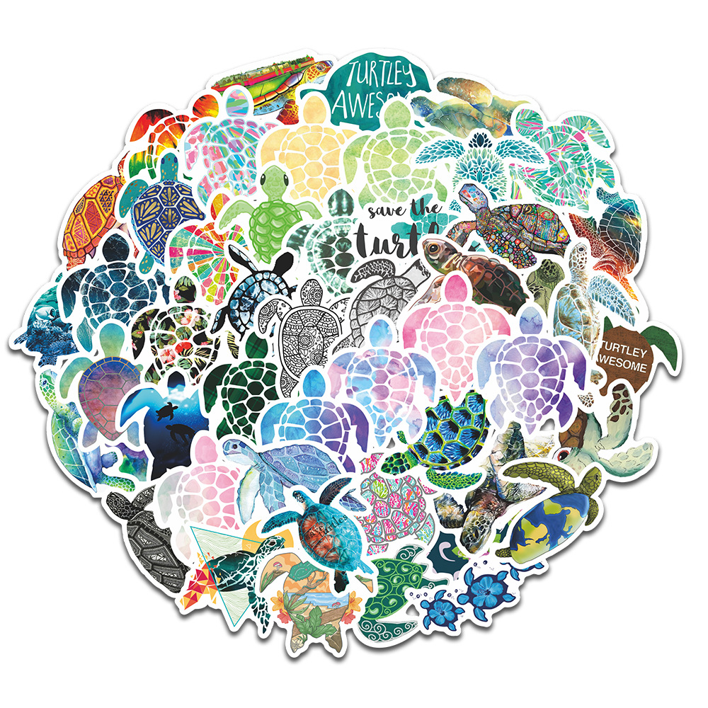 5 Sets = 250PCS Color Cute Turtle Graffiti Stickers Notebook Mobile Phone Helmet Waterproof Stickers