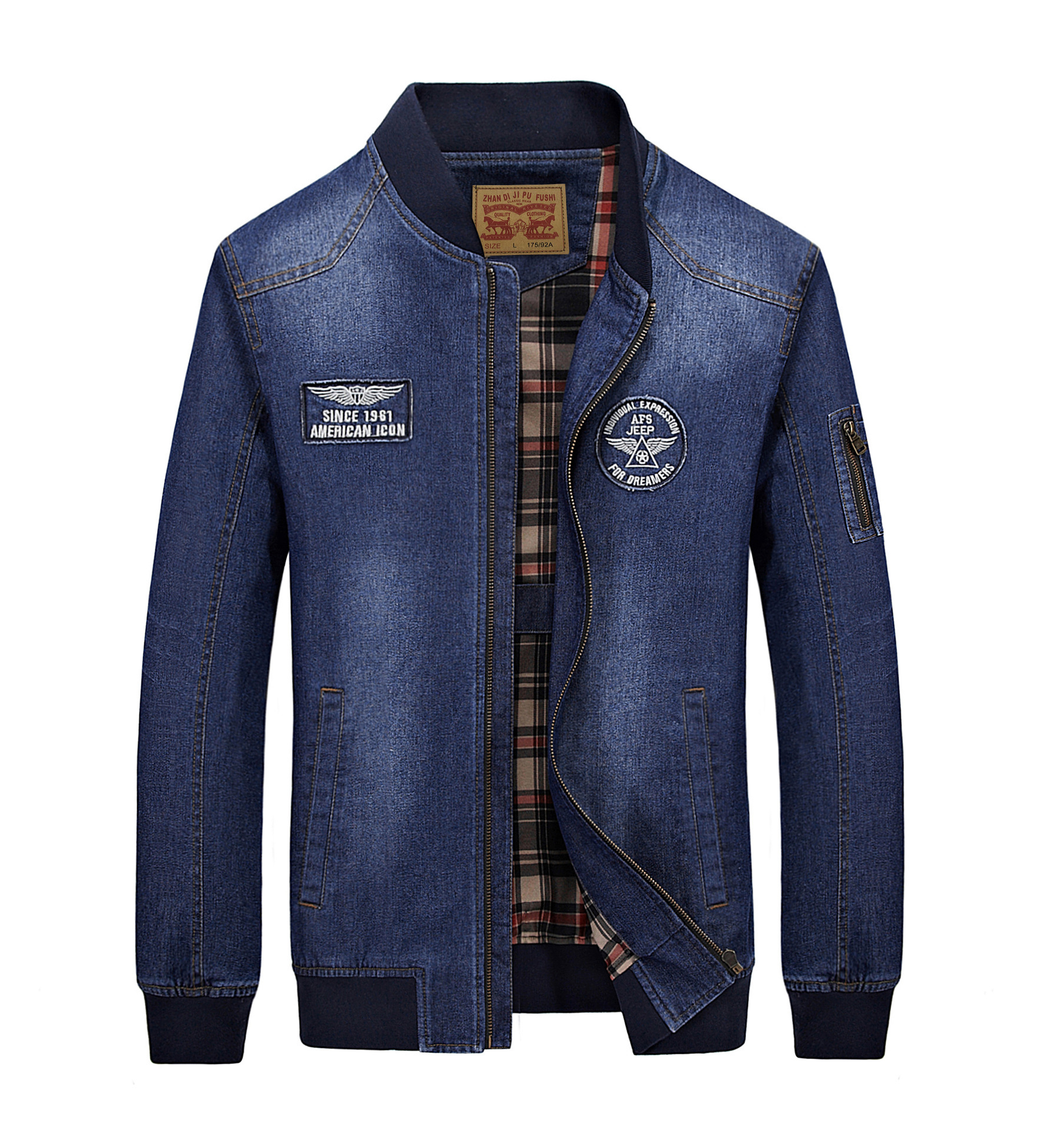 New Men 80s O-neck Denim Jacket Fashion Mens cotton Jean Jackets high-grade Coat Trendy Outwear Male Cowboy Clothes S-4XL 200919