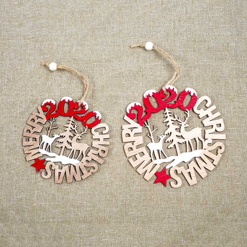 2020 New Year Xmas Tree Ornament Wood Hanging Christmas Decorations for Home Christmas Elk Pendants Noel Kids Gift Navidad Decor