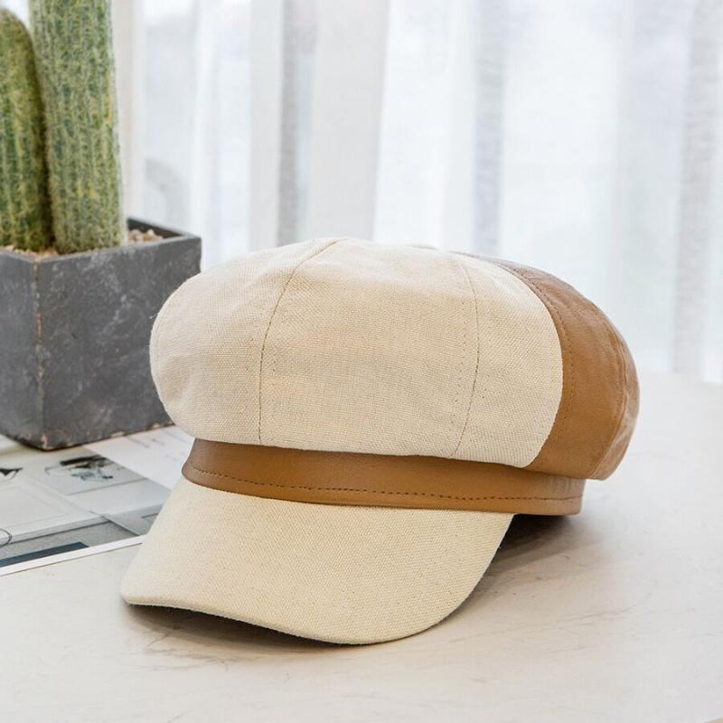 2020 Winter Beret Female Leather Stitching French Hat Octagonal Women British Style Beret Retro literary style Newsboy Cap, Beige
2020 Winter Beret Female Leather Stitching French Hat Octagonal Women British Style Beret Retro literary style Newsboy Cap, Beige