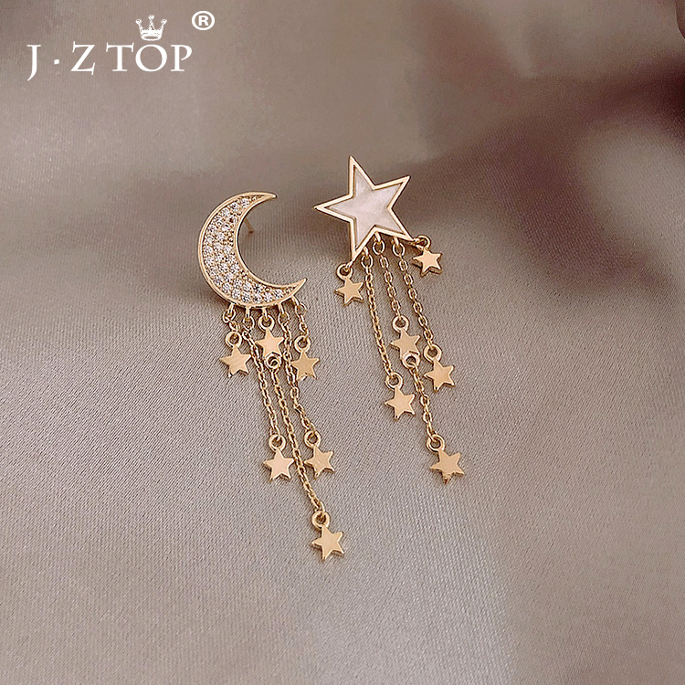 Jztop Ladies Asymmetric Moon Star Drop Earrings For Women Gold Long Tassel Chain Earrings Fashion Metal Earring Pendientes Mujer
Jztop Ladies Asymmetric Moon Star Drop Earrings For Women Gold Long Tassel Chain Earrings Fashion Metal Earring Pendientes Mujer