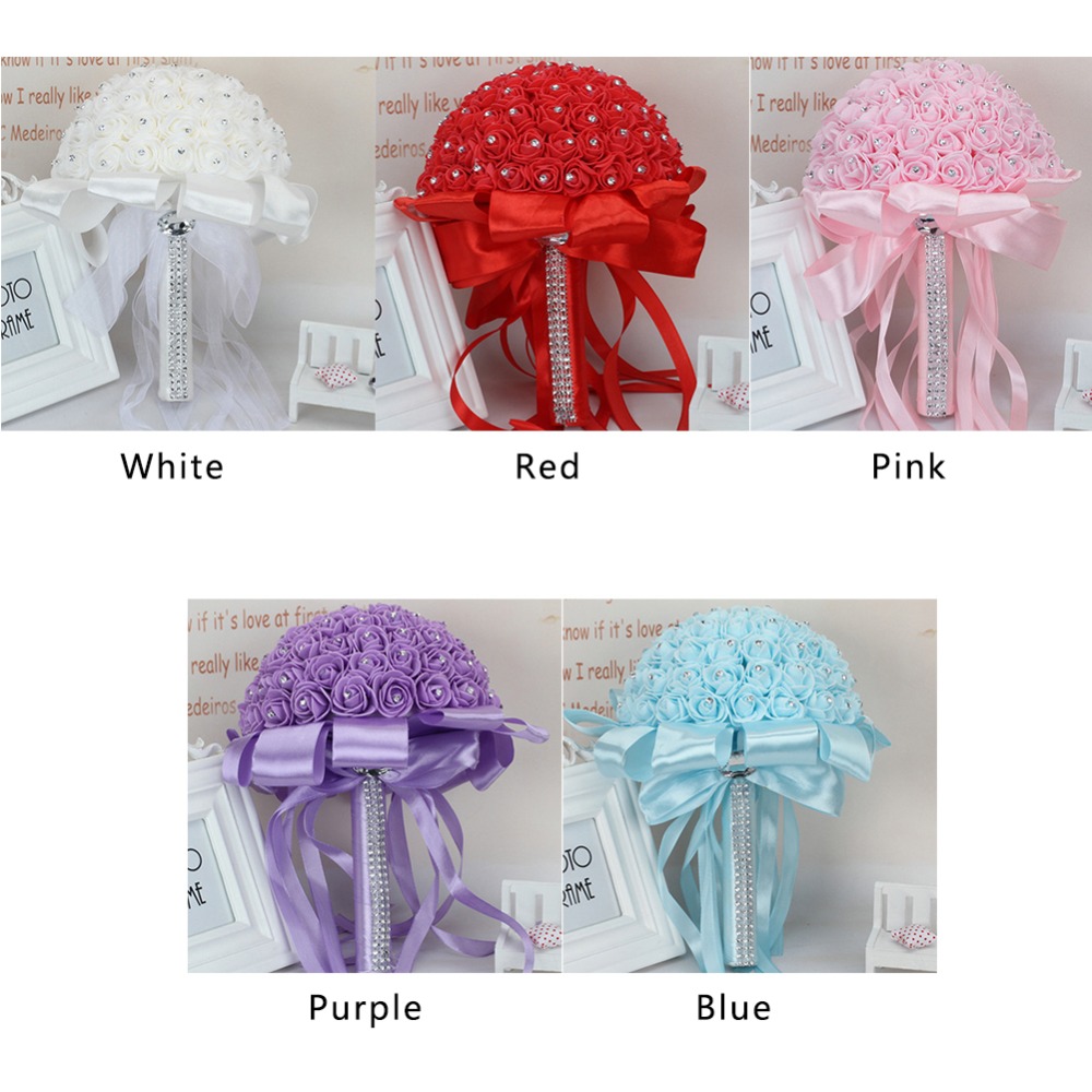 Handmade Rose Wedding Bridal Bouquet Beautiful Artificial Flower Foam Roses Bride Flower Wedding Party Accessory Wedding Bouquet