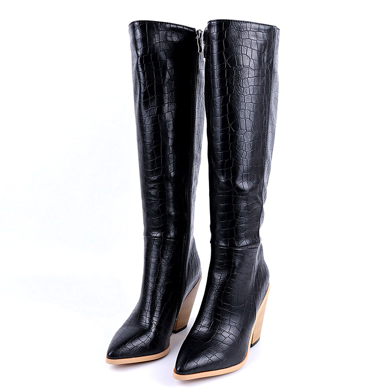 Lucyever Fashion Thick High Heels Winter Boots Women PU Leather Knee High Long Boots Female Side Zipper Pointed Toe Shoes Woman, Beige 
Lucyever Fashion Thick High Heels Winter Boots Women PU Leather Knee High Long Boots Female Side Zipper Pointed Toe Shoes Woman, Beige