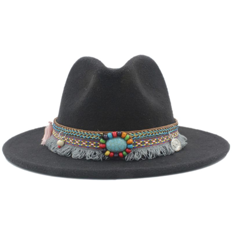 Mistdawn Fashion Men Women Wool Panama Hat Jazz Godfather Fedora Cap Bohemia Tassel Ribbon Band Size 56-58cm, Black
Mistdawn Fashion Men Women Wool Panama Hat Jazz Godfather Fedora Cap Bohemia Tassel Ribbon Band Size 56-58cm, Black