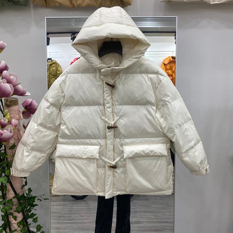 2020 New Winter Horn Button Down Parka 90% White Duck Down Jacket Thick Warm Loose Bread Hooded Female Coat Snow Overcoat, Black
2020 New Winter Horn Button Down Parka 90% White Duck Down Jacket Thick Warm Loose Bread Hooded Female Coat Snow Overcoat, Black